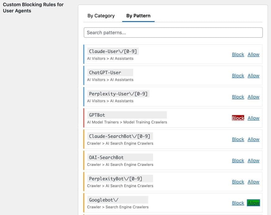 WordPress Pattern-Based Rules